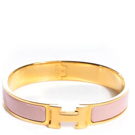 HERMES Enamel Narrow Clic Clac H Bracelet GM Bois De Rose 